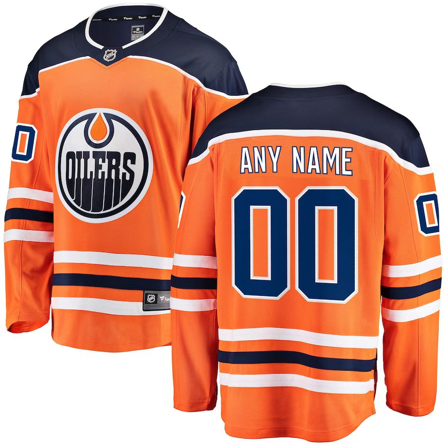 Men Edmonton Oilers Fanatics Branded Orange Home Breakaway Custom NHL Jersey->edmonton oilers->NHL Jersey